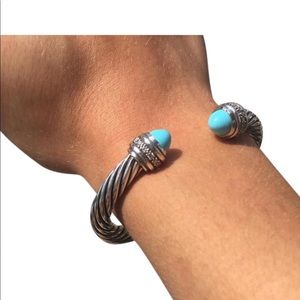 David Yurman 7mm Turquoise & Diamond Cable Classic Bracelet